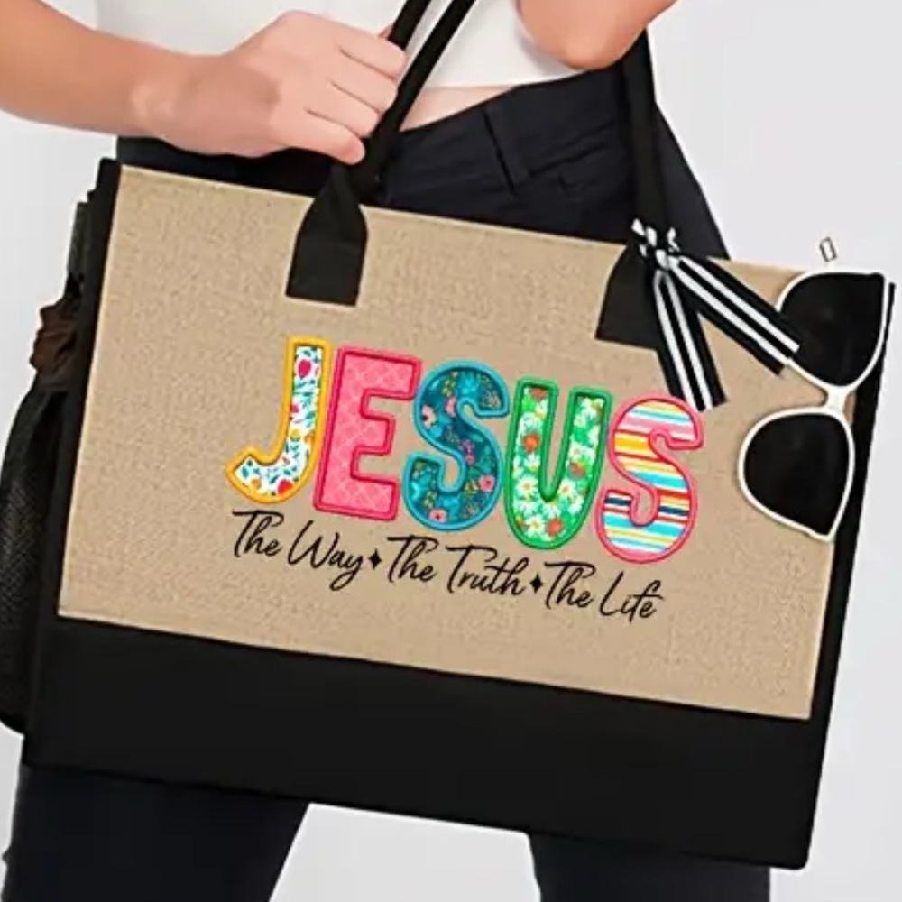 Tote Bag Stylish Beige and Black